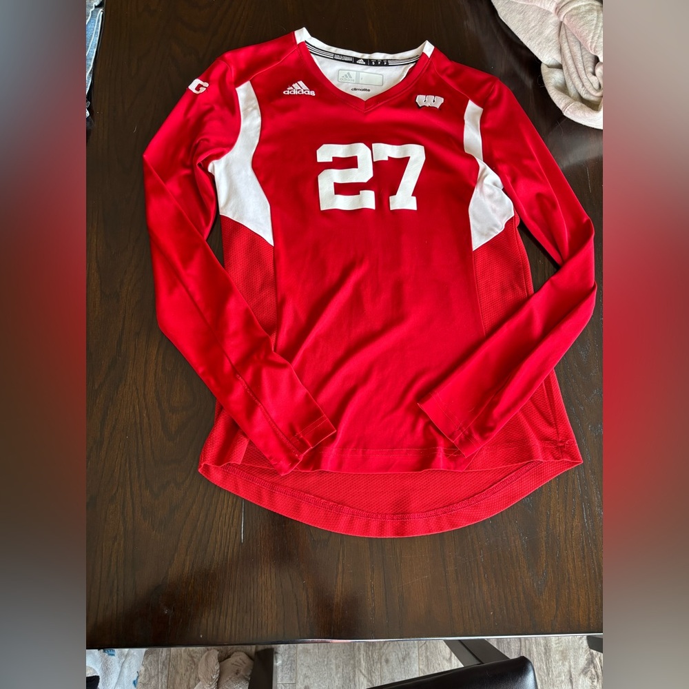 Adidas Wisconsin Badgers #27 Long Sleeve Shirt